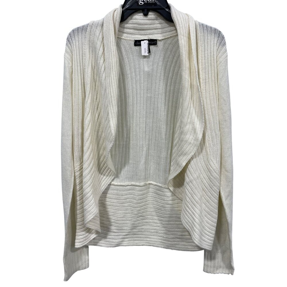 Derek Heart Open Front Cardigan Sweater Sz XL White Acrylic Cozy Minimalist NEW